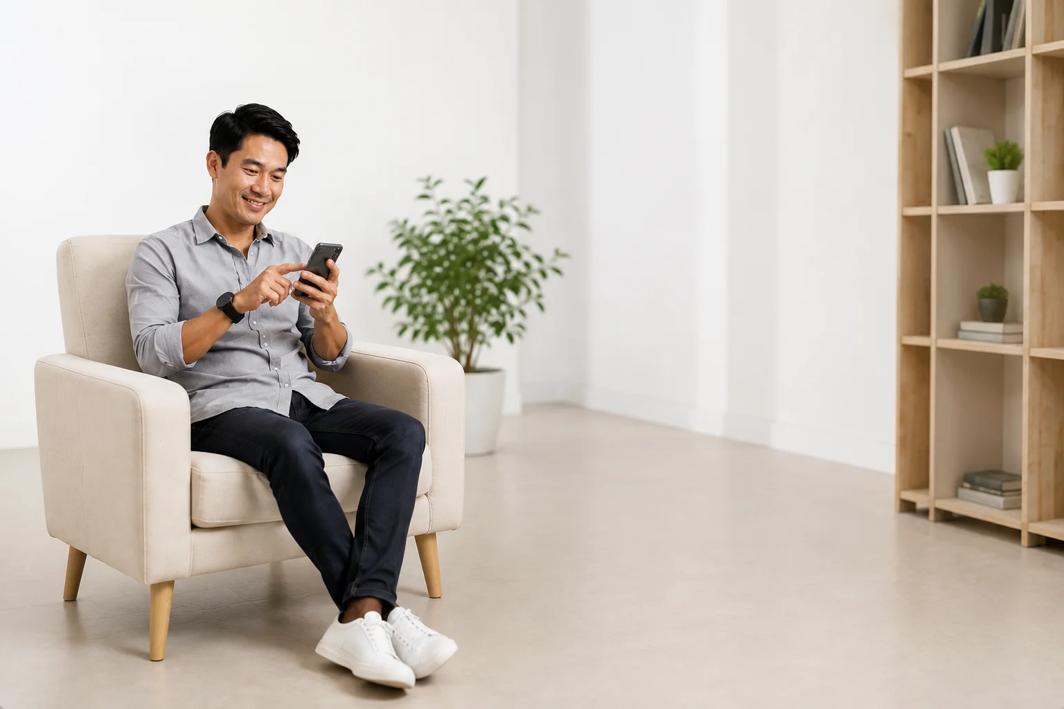 FixMart customer using his phone